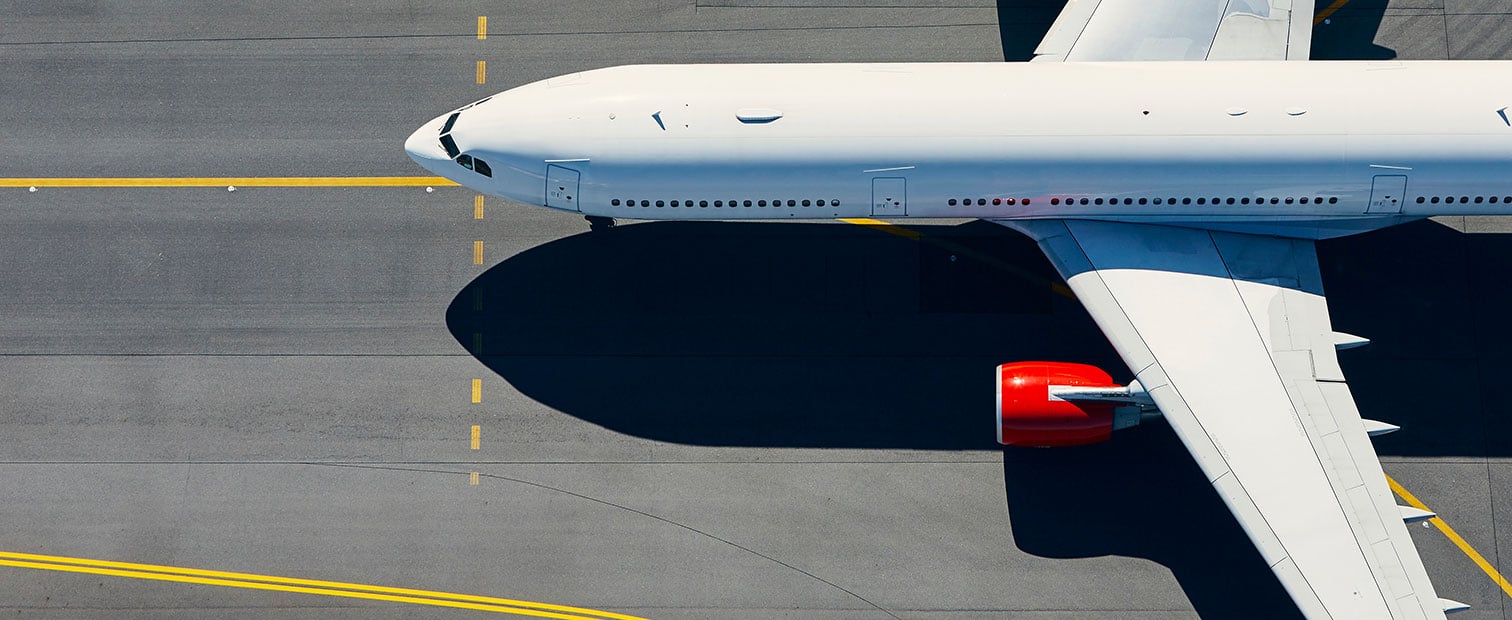 Overhead shot of a jet airplane