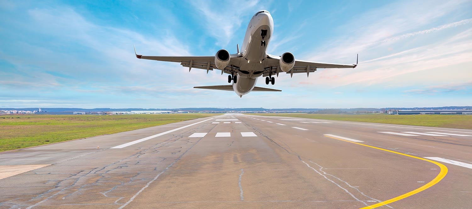 airplane taking off from a runway