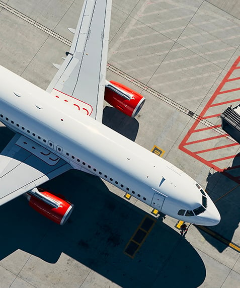 an airplane, photographed from above