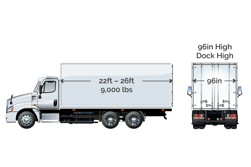 drawing of a straight truck with dimensions marked